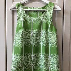 Bright green tank with white coral print.
